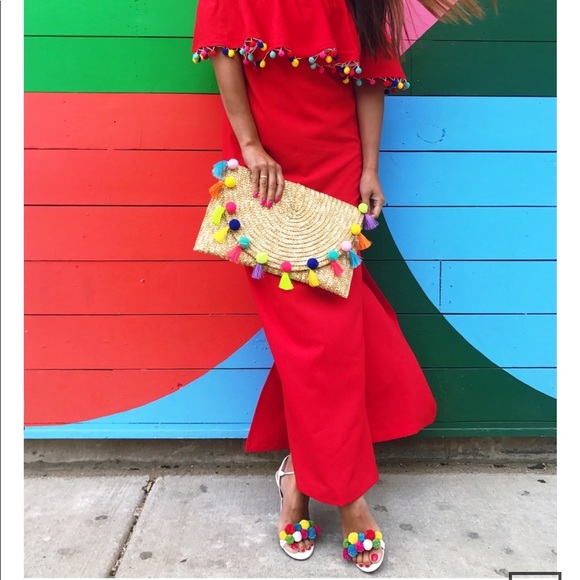 ⭐️PM Editor Pick New Red Pom Pom Maxi Dress - Picture 2 of 6